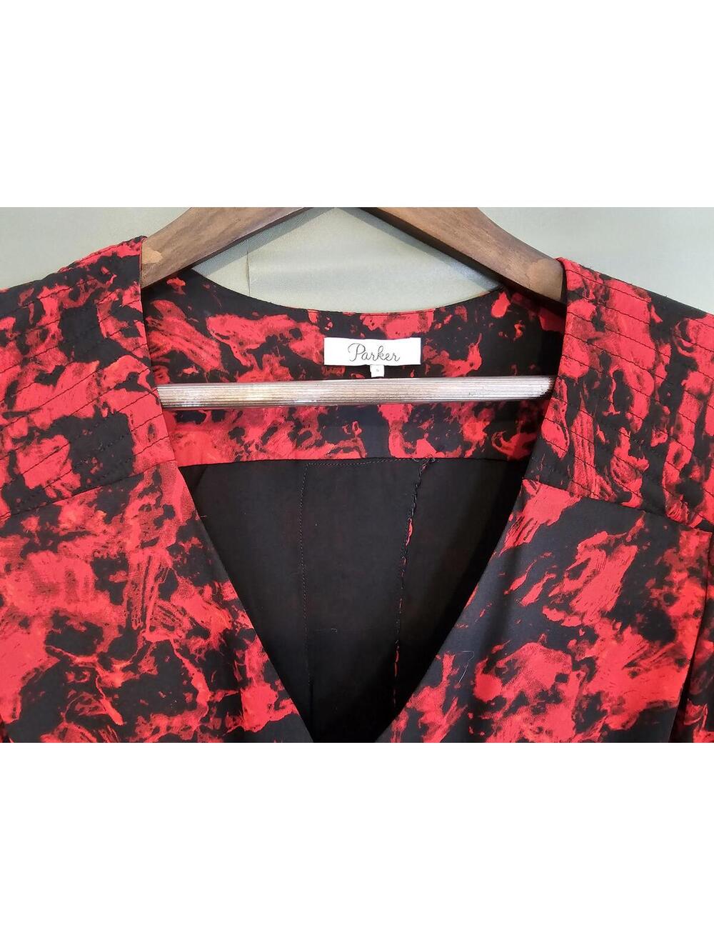 Parker Dress Red Black Womens Size S Flirty Flowing